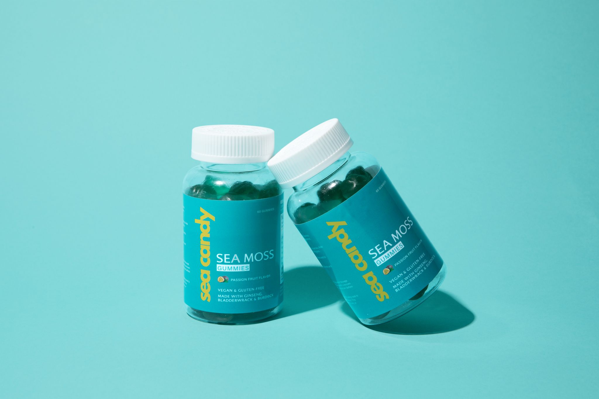 sea moss gummy supplement bottles